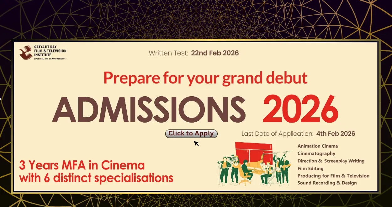 Application poster for SRFTI Common Entrance Test for SRFTI Film wing